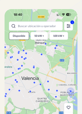 Encuentra cargadores cerca de ti en tiempo real